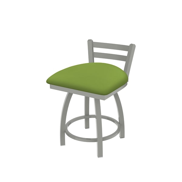 18" Low Back Swivel Vanity Stool, Nickel Finish, Canter Kiwi Green Seat